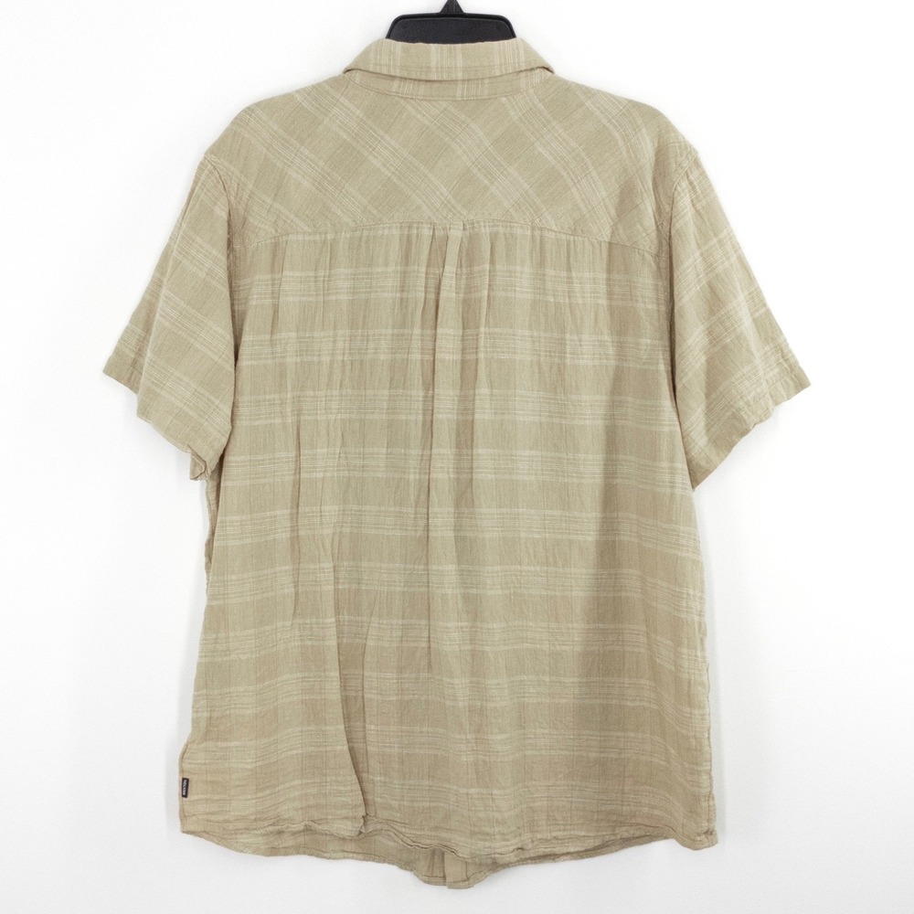 Brixton Men's XL Memphis Larkstone Linen Blend Plaid Button Shirt Tan SS - Picture 2 of 7